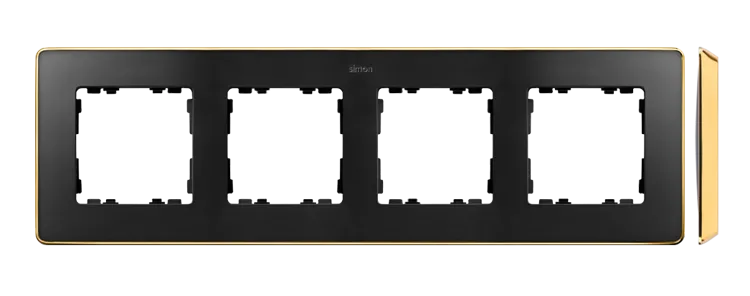 4-fach Rahmen Detail select-metal Graphit / Basis Gold Simon 82 Detail