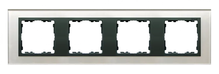 4-fach Rahmen Glas - Silber / Zwischenrahmen Graphit Simon 82 Nature