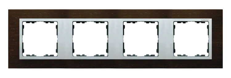 4-fach Rahmen Wenge / Zwischenrahmen mattes Aluminium Simon 82 Nature