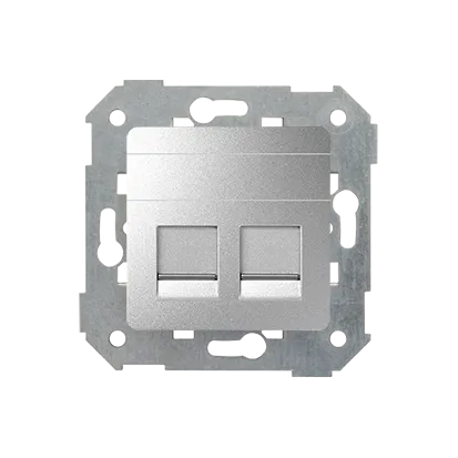 Abdeckung 2x Netzwerkdose RJ45 flach mit Jalousien Aluminium Simon 82