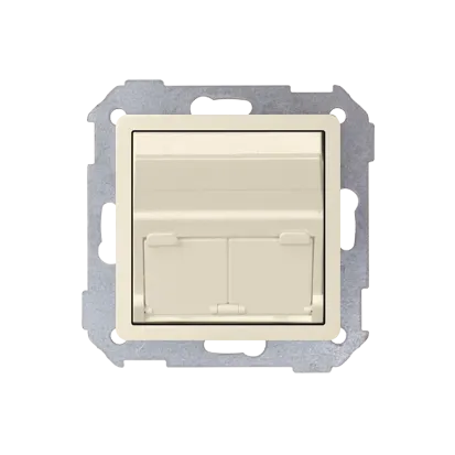 Abdeckung für UAE- Dose RJ45 2fach beige matt schräg Kontakt Simon 82 82579-31