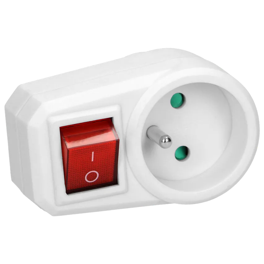 Adapter 1x2P+Z mit Schalter