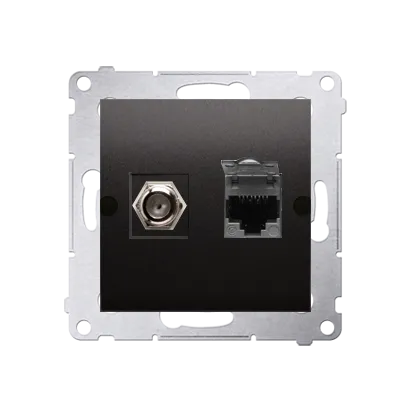 Antennendose Modul-Einsätze "F" + RJ45 Kat.6h anthrazit matt Kontakt Simon 54 Premium DASFRJ45.01/48