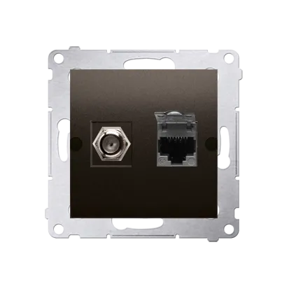 Antennendose Modul-Einsätze "F" + RJ45 Kat.6h braun matt Kontakt Simon 54 Premium DASFRJ45.01/46