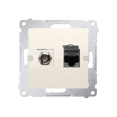Antennendose Modul-Einsätze "F" + RJ45 Kat.6h cremeweiß Kontakt Simon 54 Premium DASFRJ45.01/41