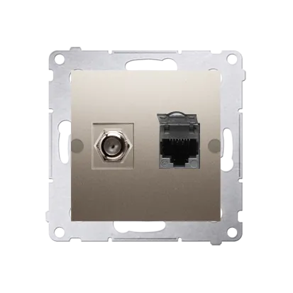 Antennendose Modul-Einsätze "F" + RJ45 Kat.6h gold matt Kontakt Simon 54 Premium DASFRJ45.01/44