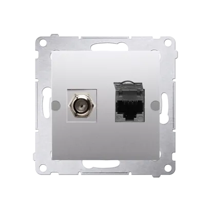 Antennendose Modul-Einsätze "F" + RJ45 Kat.6h silber matt Kontakt Simon 54 Premium DASFRJ45.01/43