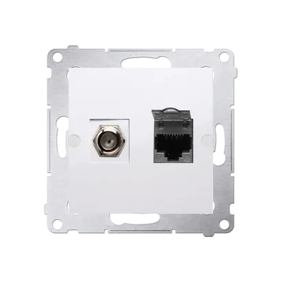 Antennendose Modul-Einsätze "F" + RJ45 Kat.6h weiß Simon 54 Premium Kontakt Simon DASFRJ45.01/11