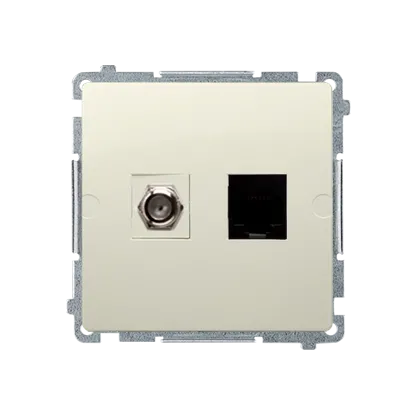 Antennendose Typ "F" + Computerdose RJ45 Kat.6 beige matt Kontakt Simon BMAFRJ45.01/12