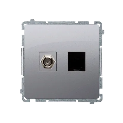 Antennendose Typ "F" + Computerdose RJ45 Kat.6 inox Kontakt Simon BMAFRJ45.01/21