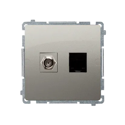 Antennendose Typ "F" + Computerdose RJ45 Kat.6 satin met. Kontakt Simon BMAFRJ45.01/29