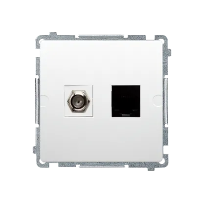Antennendose Typ "F" + Computerdose RJ45 Kat.6 weiß glänzend Kontakt Simon BMAFRJ45.01/11