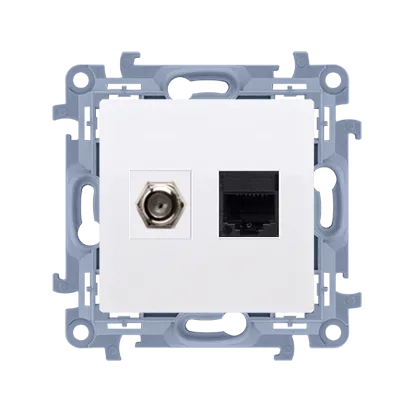 Antennendose Typ F + Netzwerkdose RJ45 Kat.5e (Modul) weiß Simon 10