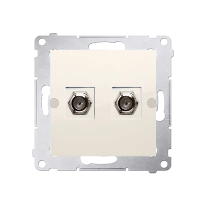 Antennensteckdose Enddose Modul-Einsätze "F" 2-fach cremeweiß Kontakt Simon 54 Premium DASF2.01/41