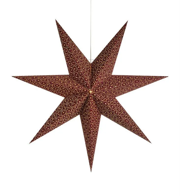 BAROQUE E14 45cm bordeauxfarbene Stern-Pendelleuchte