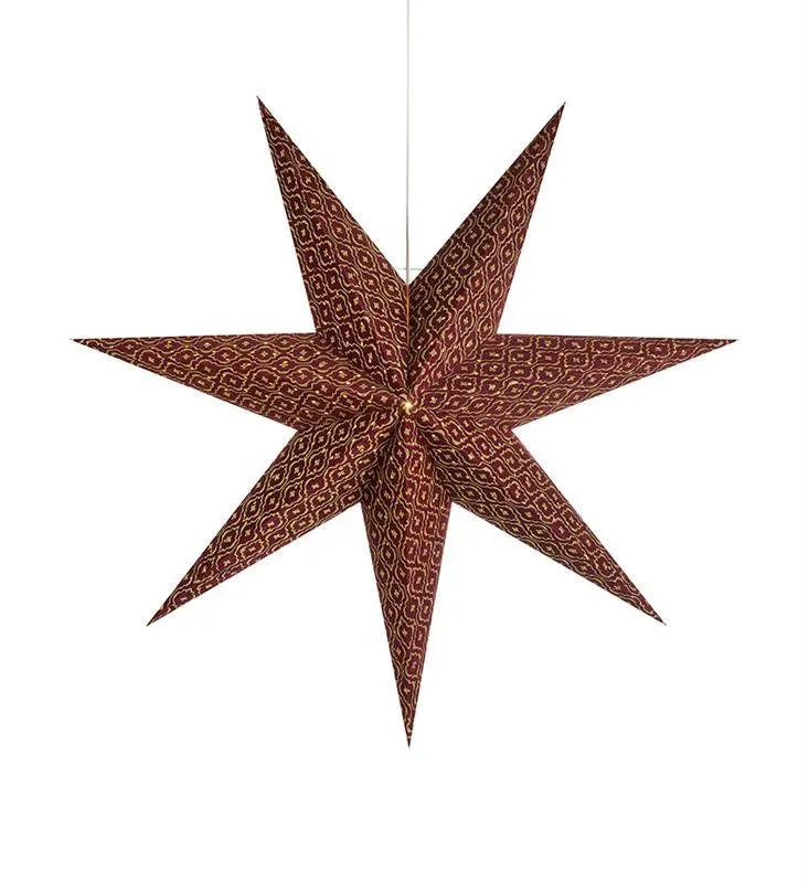 BAROQUE E14 75cm bordeauxfarbene Stern-Pendelleuchte