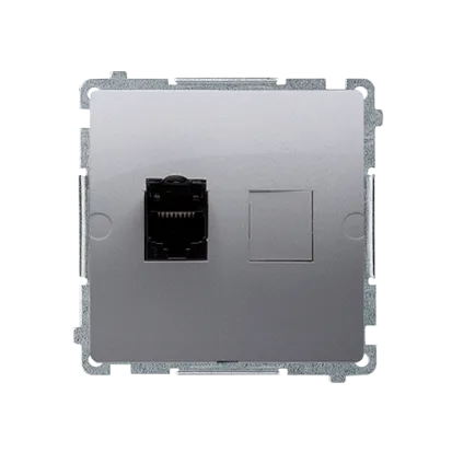 Computerdose RJ45 geschirmt 1fach Kat.6 mit Anti-Staub-Schutz inox met. Kontakt Simon BM61E.01/21
