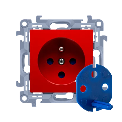 DATA Steckdose mit Berechtigungsschlüssel (Modul) 16A 250V rot Simon 10