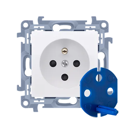 DATA Steckdose mit Berechtigungsschlüssel (Modul) 16A 250V weiß Simon 10