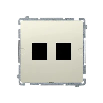 Doppel Abdeckung für Telefon und Datendose auf Keystone flach beige matt Kontakt Simon BMPT/12