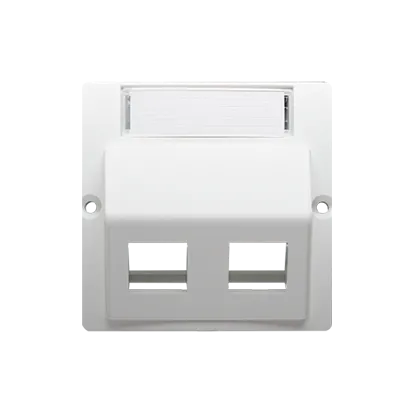 Doppel Abdeckung für Telefon und Datendose auf Keystone schräg weiß glänzend BMGKS2P/11