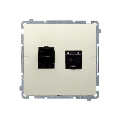 Doppel- Computerdose RJ45 Kat.6 mit Anti-Staub-Schutz beige Kontakt Simon BM62.01/12