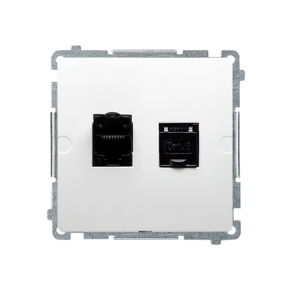 Doppel- Computerdose RJ45 Kat.6 mit Anti-Staub-Schutz weiß Kontakt Simon BM62.01/11