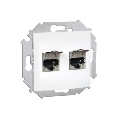 Doppel Computersteckdose RJ45 Kat. 5e geschirmt Weiß Kontakt Simon 1591554-030