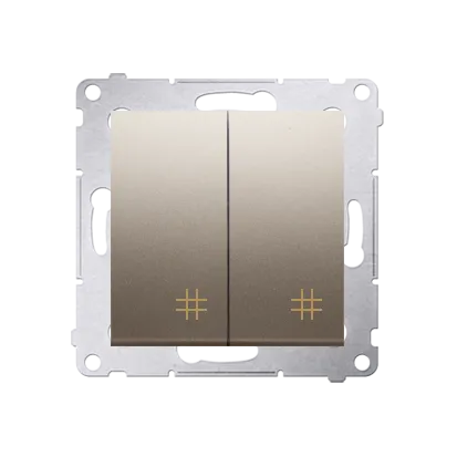 Doppel- Kreuzschalter (Modul) mit Aufdruck Gold Kontakt Simon 54 Premium DW7/2.01/44