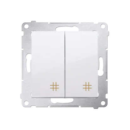 Doppel- Kreuzschalter (Modul) mit Aufdruck Weiß Kontakt Simon 54 Premium DW7/2.01/11