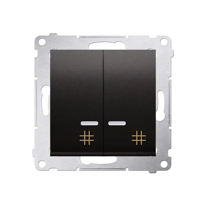 Doppel- Kreuzschalter (Modul) mit Aufdruck und LED Anthrazit Kontakt Simon 54 Premium DW7/2L.01/48