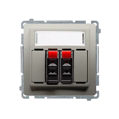 Doppel Lautsprecherdose mit Beschriftungsfeld satin met. Kontakt Simon BMGL3.01/29