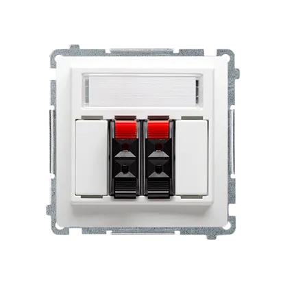 Doppel Lautsprecherdose mit Beschriftungsfeld weiß glänzend Kontakt Simon BMGL3.01/11