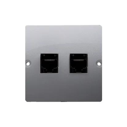 Doppel- Telefondose 2fach RJ11 inox met. Kontakt Simon BMTF2.02/21