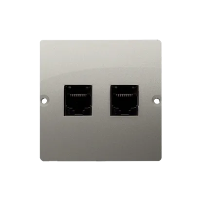 Doppel- Telefondose 2fach RJ11 satin met. Kontakt Simon BMTF2.02/29