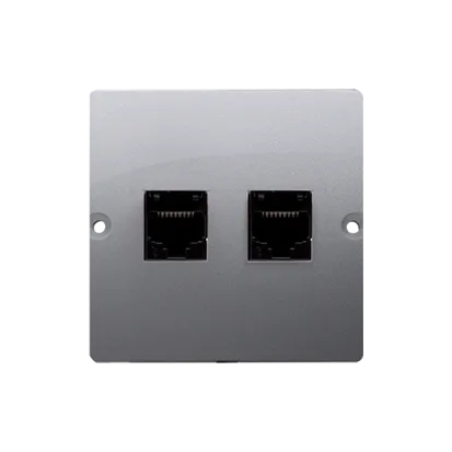 Doppel- Telefondose 2fach RJ12 inox met. Kontakt Simon BMT2.02/21