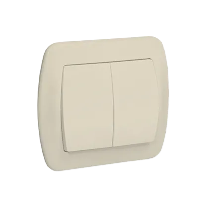 Doppel Treppe- Schalter  mit Beleuchtung 10AX beige matt metallisch Kontakt Simon AW6/2L/12