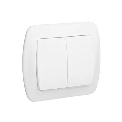 Doppel Treppe- Schalter  mit Beleuchtung 10AX weiß glänzend metallisch Kontakt Simon AW6/2L/11