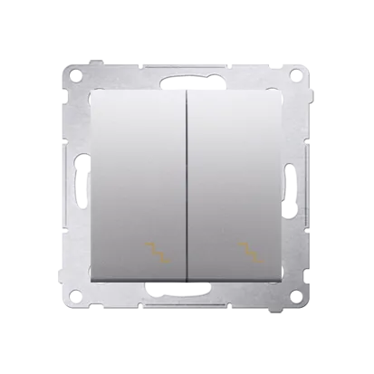 Doppel- Treppenschalter (Modul) mit Aufdruck Silber Kontakt Simon 54 Premium DW6/2.01/43