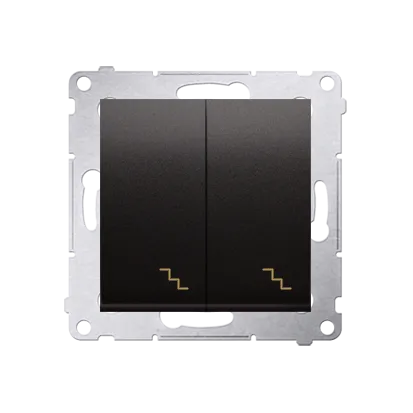 Doppel- Treppenschalter (Modul) mit Aufdruck und LED Anthrazit Kontakt Simon 54 Premium DW6/2L.01/48