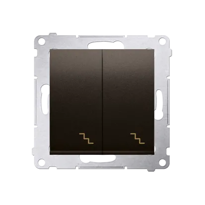 Doppel- Treppenschalter (Modul) mit Aufdruck und LED Braun Kontakt Simon 54 Premium DW6/2L.01/46