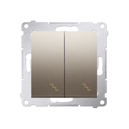 Doppel- Treppenschalter (Modul) mit Aufdruck und LED Gold Kontakt Simon 54 Premium DW6/2L.01/44