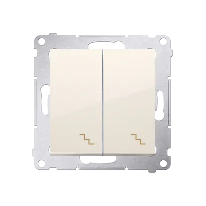 Doppel- Treppenschalter (Modul) mit Aufdruck und LED cremeweiß Kontakt Simon 54 Premium DW6/2L.01/41