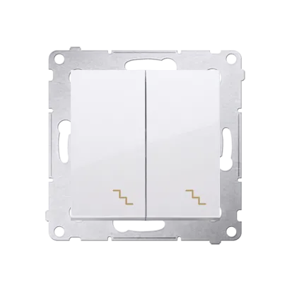 Doppel- Treppenschalter (Modul) mit Aufdruck und LED weiß Kontakt Simon 54 Premium DW6/2L.01/11