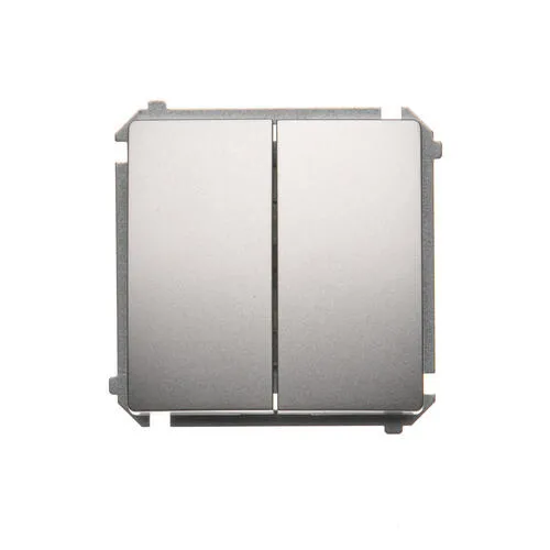 Doppel- Treppenschalter silber mit Aufdruck "Treppe" und Beleuchtung 1-polig BMW6/2L.01/43