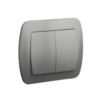 Doppel- Treppentaster 2fach 10AX silber met. Kontakt Simon AW6/2/26