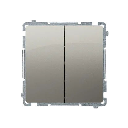 Doppel- Treppentaster Einsatz mit blauer Linse Satin met.10AX 230V  Kontakt Simon BMW6/2L.01/29