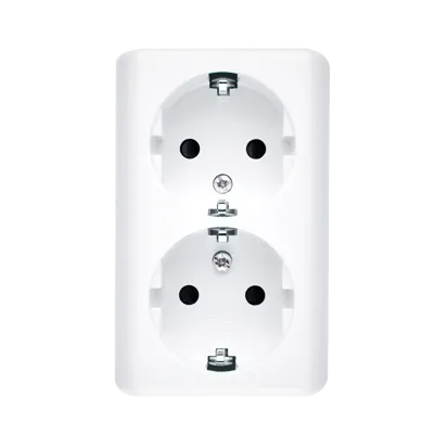 Doppelsteckdose SCHUKO Aufputz weiß glänzend Kontakt Simon 54 Premium EGSZ2NZ/11