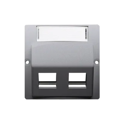 Doppelte Keystone IT- / Telefondoseabdeckung mit Beschreibungsfeld Silber matt metallisch BMGKS2P/43
