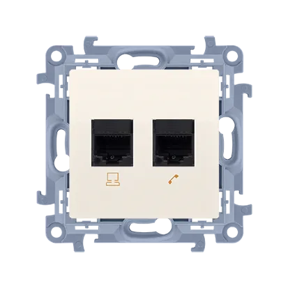 Doppelte Telefonanschlussdose RJ11 (Modul) cremefarben Simon 10